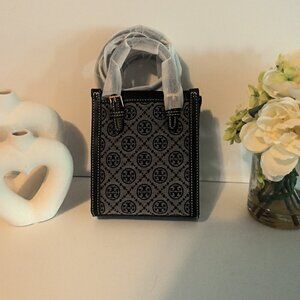 Tory Burch brand new!!! MINI T MONOGRAM TOTE- Cute as a crossbody as well!